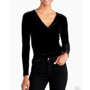 J Crew Merchantile Black Velvet Wrap Top medium